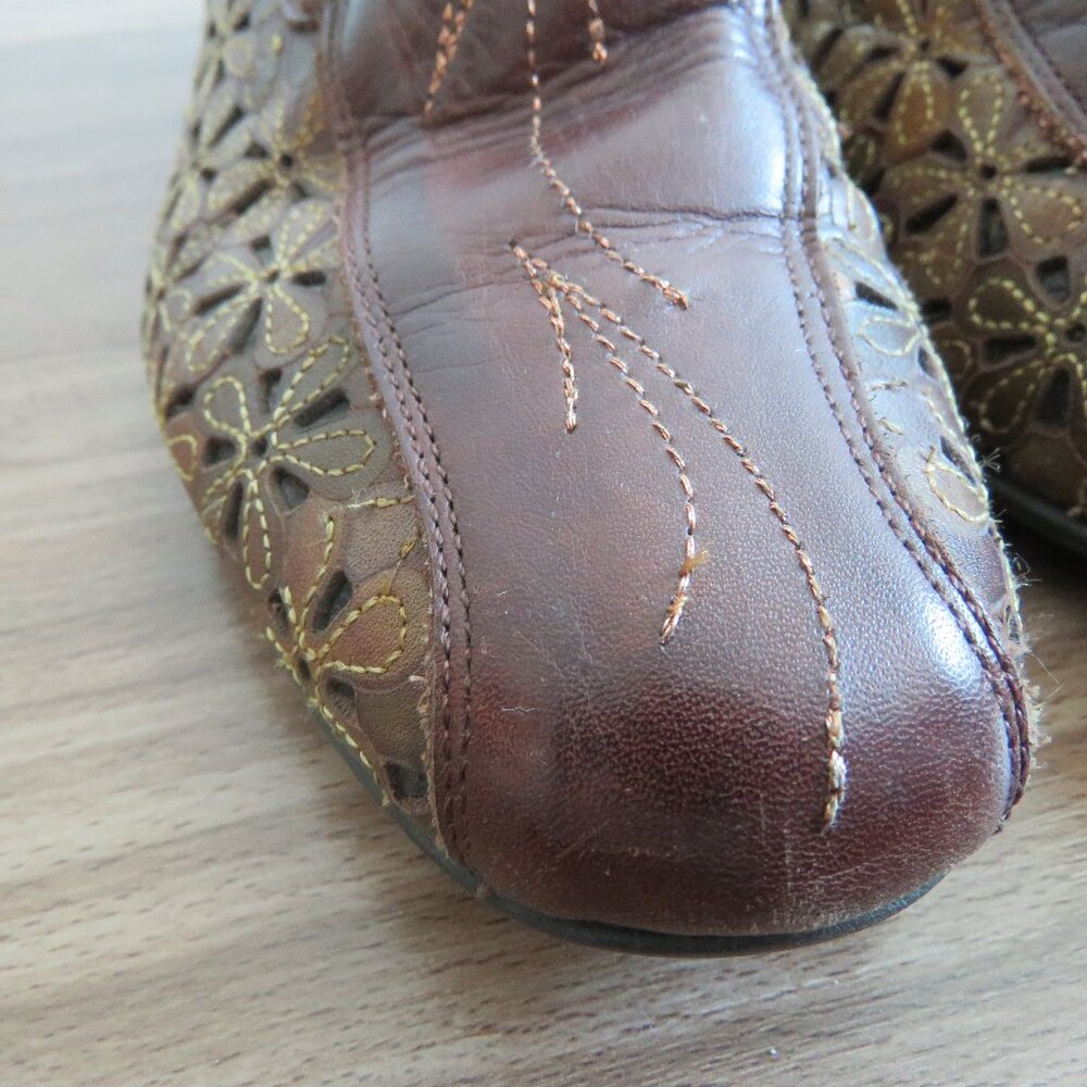 PIKOLINOS Romana Tooled Leather Floral Slip On Comfort Shoes Academia Boho Sz 8 - Picture 9 of 14